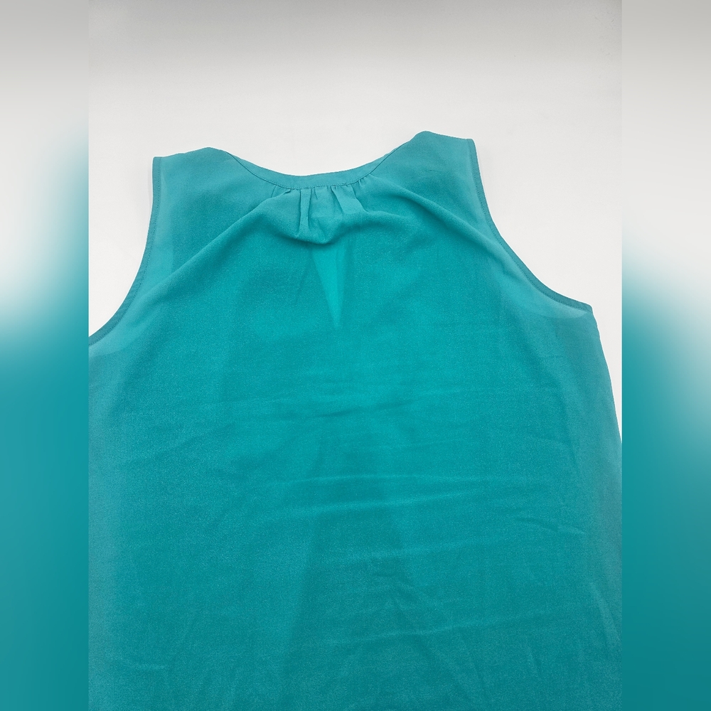 Market & Spruce Womens Green Sleeveless Embroidered Notch V-Neck Top L - Picture 8 of 12